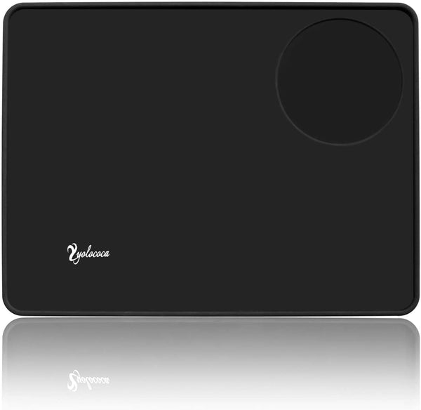 Yolococa Coffee Tamper Mat, Food Grade Silicone Rubber, 8 Inch X 6 Inch, Black