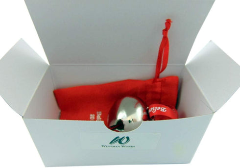 Westmon Works Believe Bell Ornament in Grey for Christmas Tree with Ribbon and Bag