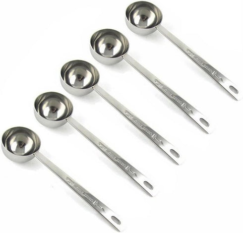 Stainless Steel 1 Tablespoon Measuring Coffee Scoop Spoon, Set of 5