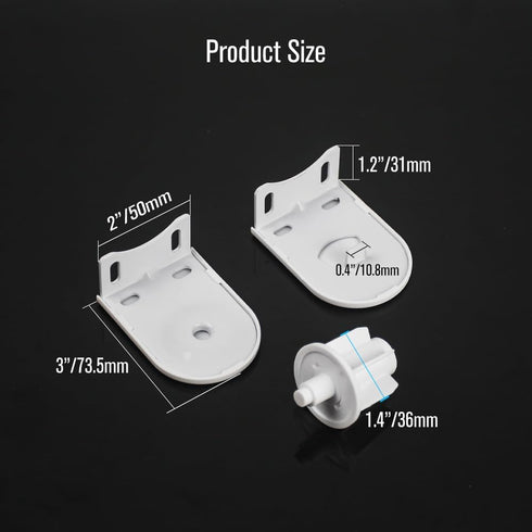 Rollerhouse 38/40mm Repair Kit for Roller Blinds, Window Shade Brackets, Electric Blinds Accessories, 1 Pair, White