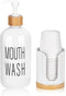 Pump Mouthwash Dispenser with Bathroom Cup Holder, Glass Mouthwash Container, Mouth Wash