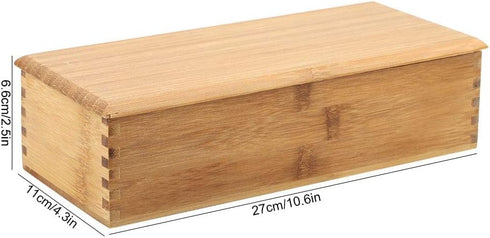 Tomotato Wooden Chopsticks Storage Box - Bamboo Silverware Organizer with Lid for Home Kitchen