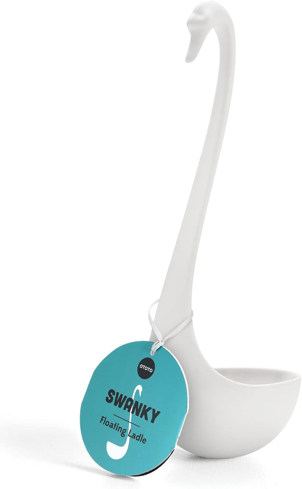 OTOTO Swanky Swan Soup Ladle - Silicone Soup Spoon, BPA-Free, Heat Resistant, Cute Kitchen Accessories, White