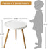 14.96" 14.96" 17.52" danpinera Small Round Side Table, Mini White Table with Wooden Tray & Metal Legged, Gold Side