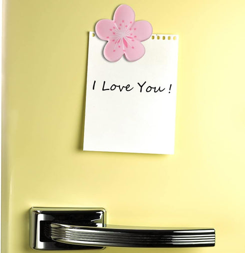 4PCS 3D Tulip Plant Flower Fridge Magnets for Cabinet Bulletin Board Decoration, Pink Cherry Flower PVC Magnet