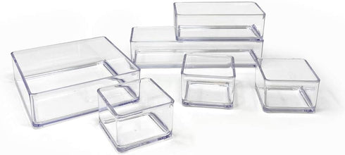 Isaac Jacobs 6-Tray Clear Acrylic Organizer Set, Multi-Purpose Stackable Storage for Makeup, Crafts, Office & More