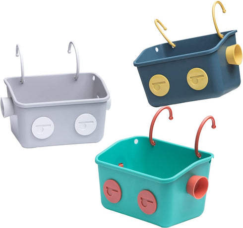 3 Bath Toy Storage Organizer Basket, Layers Colorful Robot Modeling Wall Mounted Kids Hanging Shower Caddy with Hooks
