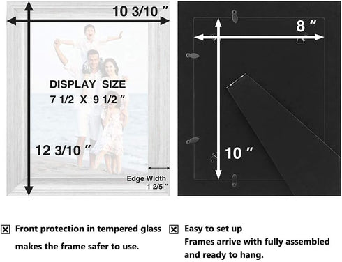 LaVie Home 8x10 Picture Frames - 1 Pack Distressed White Rustic Photo Frame with Tempered Glass