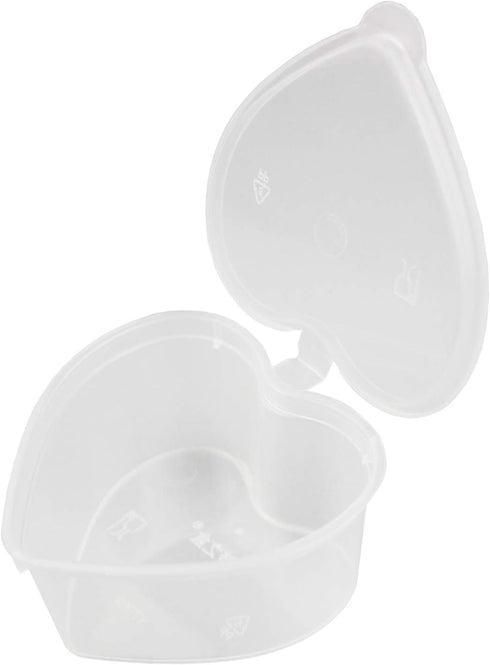 24 Pieces Heart Shaped Slime Storage Containers - 2.4 oz Transparent Small Plastic Box with Hinged Lids