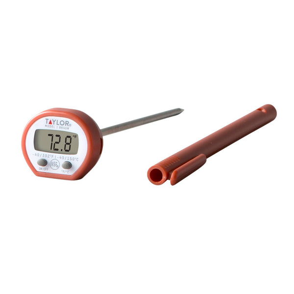 Taylor Instant Read Digital Meat Thermometer, Comes with Pocket Sleeve Clip, Red