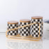 Countertop Set, 3Pcs Countertop Kitchen Ceramic Checkered Canisters Grid Pattern Kitchen Jars with Layered Shelves