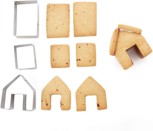 La Tartelette 3 Pcs Stainless Steel Christmas Mini House Mold Gingerbread Cookie Cutters Set