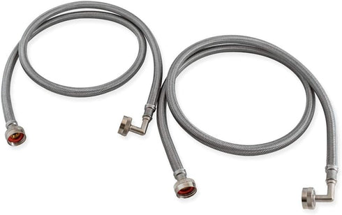 Eastman Washing Machine Connector, Pack of 2, 3/4 Inch FHT Connection, 5 Foot Braided Stainless Steel Hoses