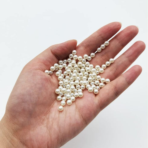 3800pcs 5mm Ivory Polished ABS Undrilled Art Faux Pearls for Home Decoration, No Hole Imitation Round Pearl Beads