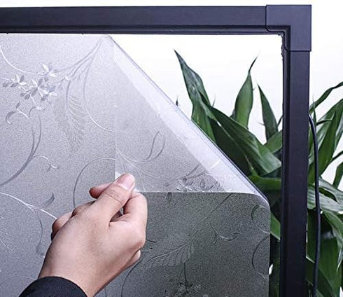 Niviy Window Privacy Film - Wheat Flower Frosted Glass Film, No Glue Door Window Covering for Office and Home