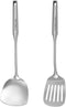 Stainless-Steel Turner Spatula Set, 2 Piece, Slotted Turner and Wok Spatula, Heavy Duty Kitchen Utensils for Cooking