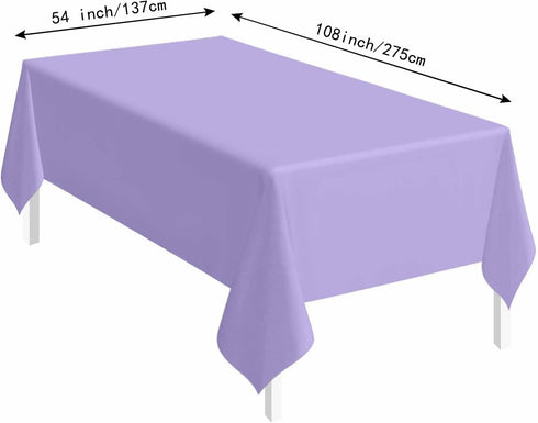 2 Pack 54 108 SietDESEO Light Purple Plastic Tablecloth Rectangle x Lavender Disposable Table Cloth Plastic Lavender
