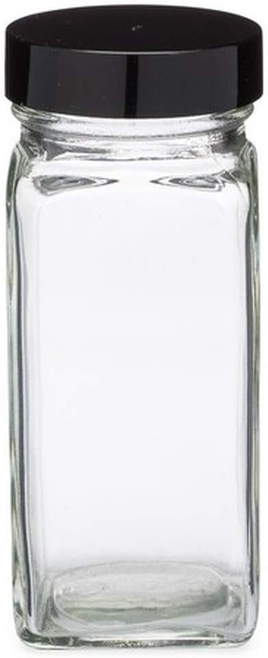 Pride Of India Small Clear Glass Spice Jars w/Dual Sifter Cap | 4 Fluid Ounce Capacity | Food Grade BPA Free USA Made