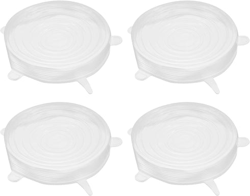 4Pack uxcell Silicone Stretch Lids, 5.71" Round Reusable Bowl Covers for Cups and Food