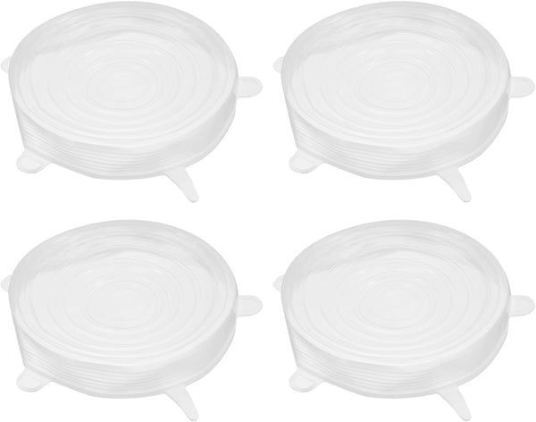 4Pack uxcell Silicone Stretch Lids, 5.71" Round Reusable Bowl Covers for Cups and Food