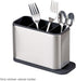 Kitchen Utensil Holder for Countertop, Flatware Organizer, Stainless Steel Cutlery Drainer with 4 Divider Drip Tray (1)