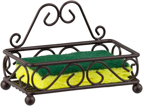 Home Basics Sponge Holder for Sink (Bronze) | Scroll Design Kitchen Sponge Holder with Open Structure and Raised Feet
