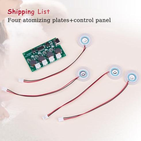 DIY Four-Spray Humidifier Module Kit, 1Pcs Versatile Mist Maker with Humidifier Control Board & Atomizer Driver