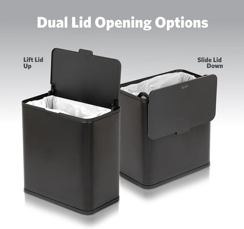 Counter 1.5 (6L) Glad Roomate Under Trash Can - Space Saving Stainless Steel Waste Bin with Dual Lid and Clorox