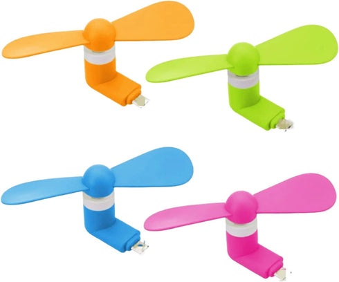 Cell Phone Fan for iPhone, 4 Pack Mini USB Fan for Mobile Phones, Portable Pocket Fan for iPhone 14 13 12 11 10 9