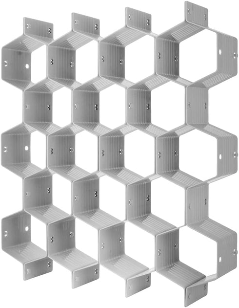 Poeland Adjustable DIY Drawer Divider Organizer, Honeycomb Divider for Underwear, Belt, Scarf, Socks, Gray