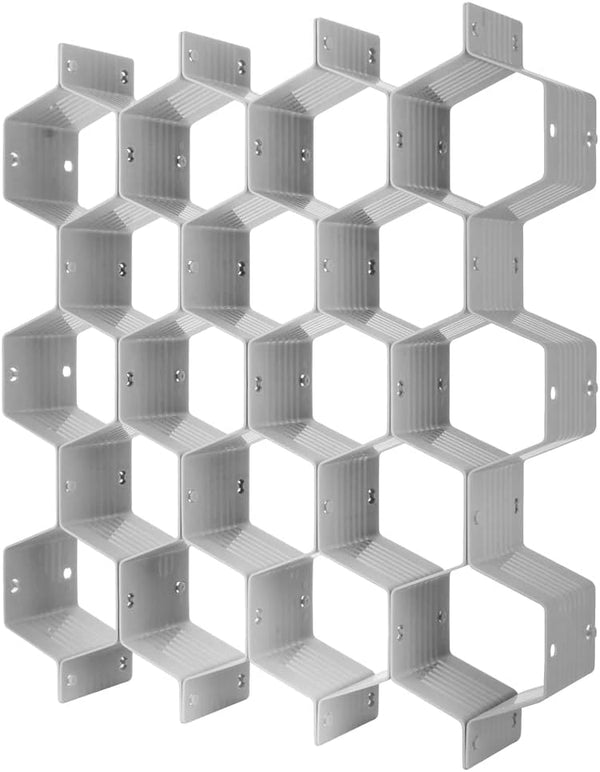 Poeland Adjustable DIY Drawer Divider Organizer, Honeycomb Divider for Underwear, Belt, Scarf, Socks, Gray