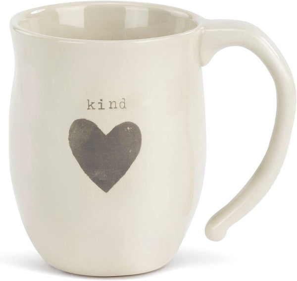 DEMDACO Kind Heart Cream Inspirational Ceramic Stoneware Coffee Mug, 16 Ounce