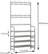 8 Closet 4 Coat Rack Shoe Rack With Storage Shelf Freestanding with Hooks for Entryway Bedroom Tier, Grey
