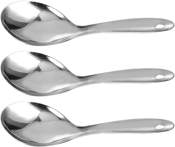 Kichvoe Rice Scooper 3pcs, Stainless Steel Rice Paddle Spoon, Metal Serving Spoon for Kitchen