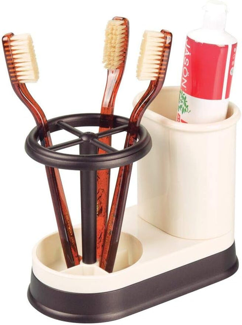 Countertop 4 mDesign Decorative Bathroom Dental Storage Organizer Holder Stand for Electric Spin Toothbrush/Toothpaste