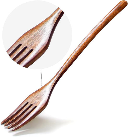 AOOSY Wooden Forks Set of 6, Eco-friendly Japanese Wood Salad Dinner Forks, Reusable Handmade Natural Flatware