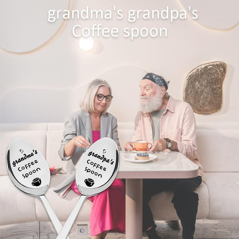 Grandma Grandpa Spoon Gifts from Grandchildren, Birthday and Christmas Gifts for Grandmother, Grandfather Coffee Lovers