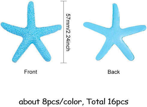 PH PandaHall 2.2 Inch Pencil Finger Starfish, 16pcs Resin Nautical Coastal Beach Ornaments for Wedding Party