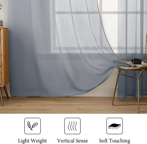 MIULEE 2 Panels Solid Color Sheer Window Curtains - Elegant Voile Panels for Bedroom Living Room (54 X 84 Inches Dark