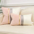 Avigers 12 x 20 Inches Pink White Gold Leather Striped Patchwork Velvet Cushion Case, Luxury Modern Throw Pillow Cover