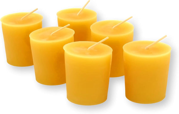 100% Pure Beeswax 15-Hour Votives Candles, Organic Hand Made (6)