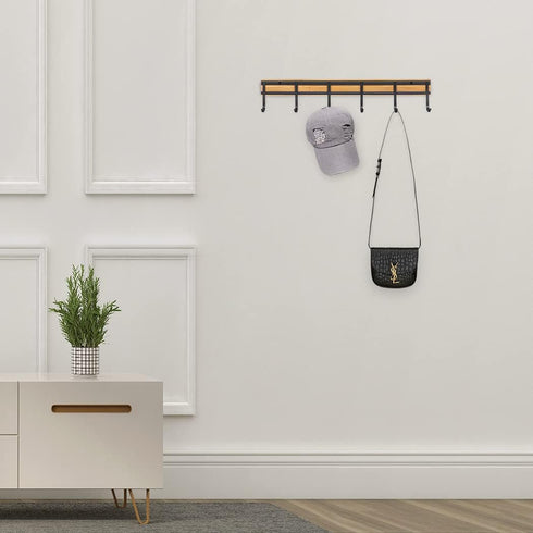 Kitchen Utensil Rack - Wall Mounted Accessory Hanger with 6 Hooks, Pack of 2 for Kitchen, Bathroom & Bedroom