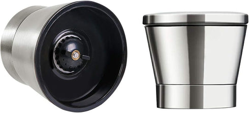 Stainless Steel Pepper Mill Shaker and Salt Grinders, Adjustable Salt and Pepper Mill Lid - Easy to Use, Stainless