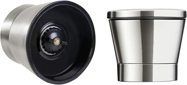 Stainless Steel Pepper Mill Shaker and Salt Grinders, Adjustable Salt and Pepper Mill Lid - Easy to Use, Stainless