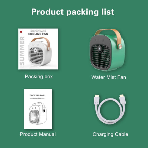 Portable Air Conditioner, 6000mAh Rechargeable Mini Air Conditioner, USB 3-Speed Silent Cooler for Desktop, Office,