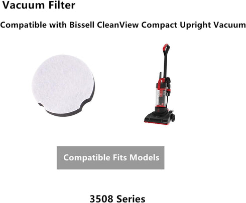 Replacement Filters for Bissell CleanView Compact Upright Vacuum - Part 1604896, Fits Models 3508, 2-Pack