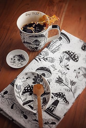 Karma Boho Spoon Rest, Black and White Ceramic Spoon Rest for Countertop