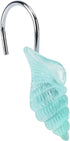 Beach Shower Curtain Hooks, Glow in The Dark, Blue Starfish, Seashell, Coastal Theme Bathroom Décor