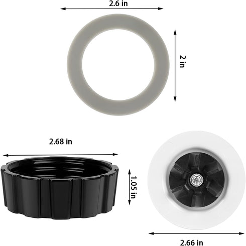 Replacement Parts for Hamilton Beach Blender - Blades with Blade Gasket, Blender Base Bottom Cap, and 2 Rubber O Ring