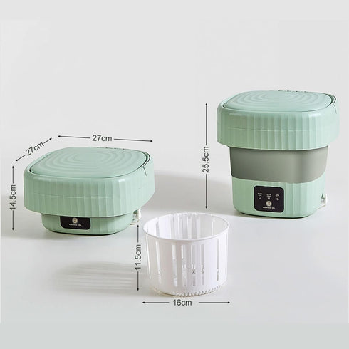 Septpenta 6L Portable Mini Washing Machine with Drain Valve, Foldable Design for Travel, Camping, Baby (Green)